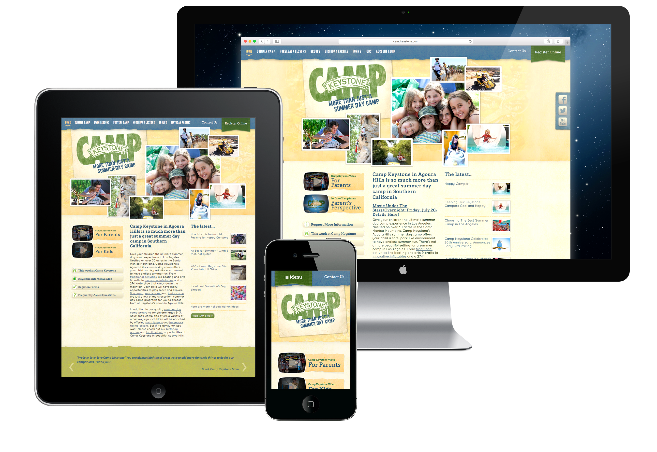 Camp Keystone Southern California, website design