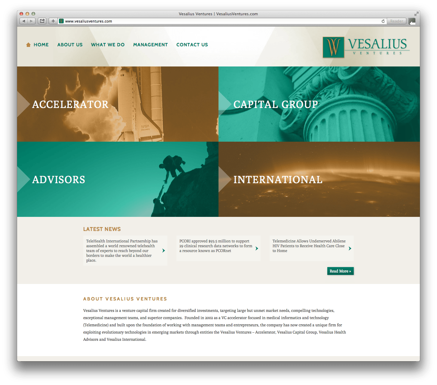 Vesalius Ventures Website Design